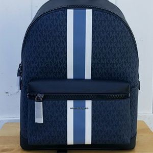 NWT Michael Kors Cooper Backpack Signature/Stripe Admiral PVC Backpack